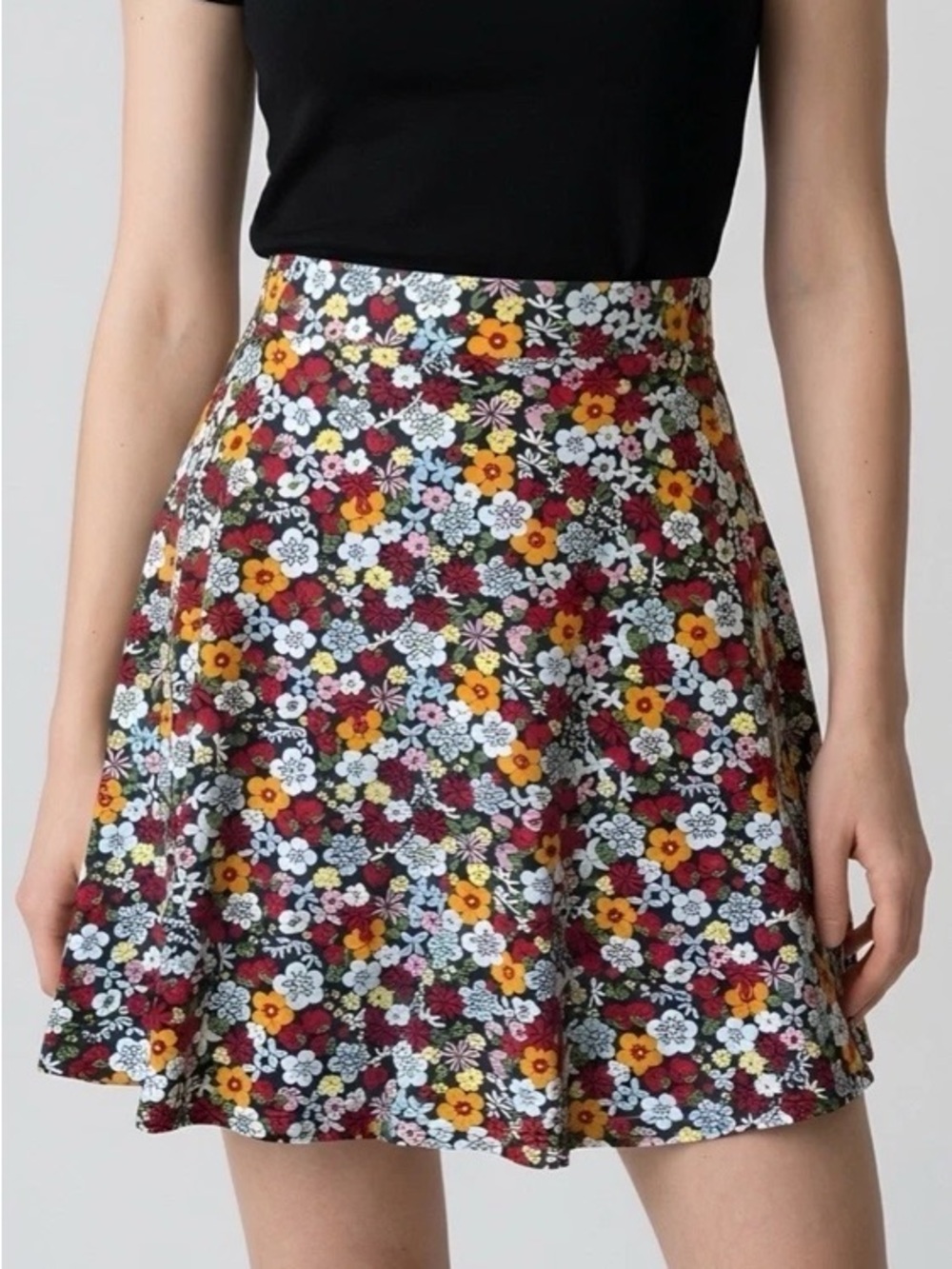 ModCloth Floral Skater Mini Skirt